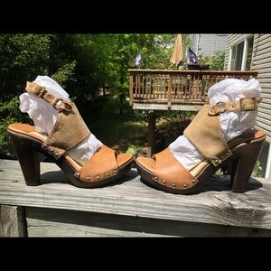 Jimmy Choo Suede/leather clog platform sandals